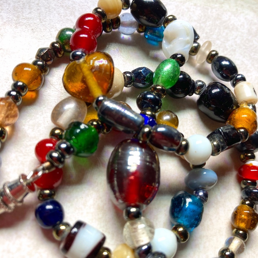 Colorful glass bead necklace